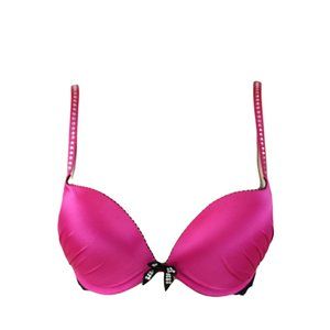 La Senza Beyond Cleavage Bra 36B Pink Rhinestone Push Up Underwire Padded b72